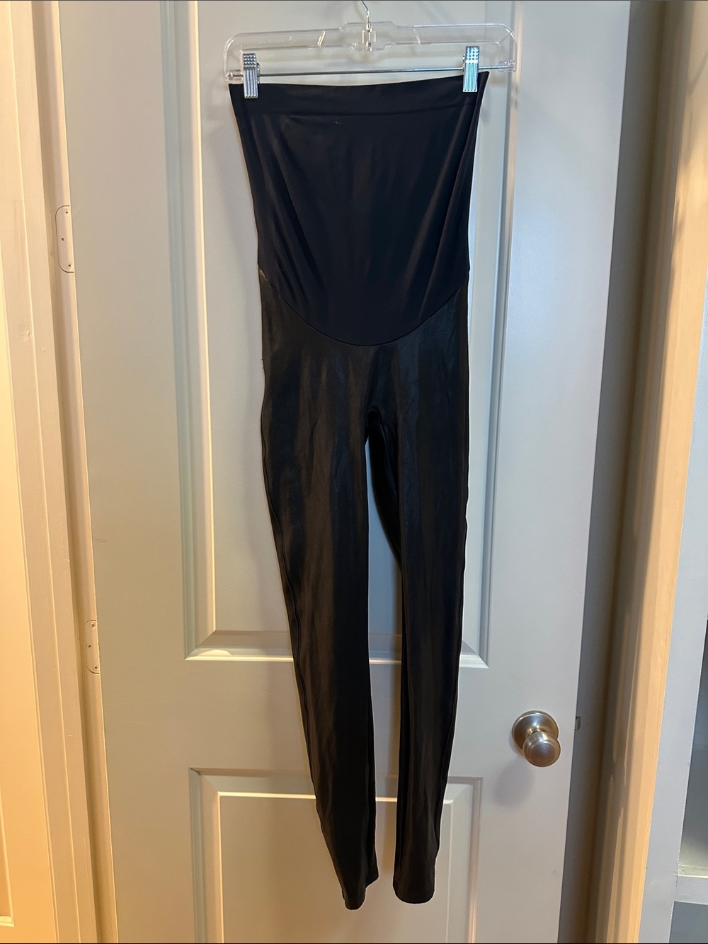 SPANX Black Faux Leather Maternity Leggings